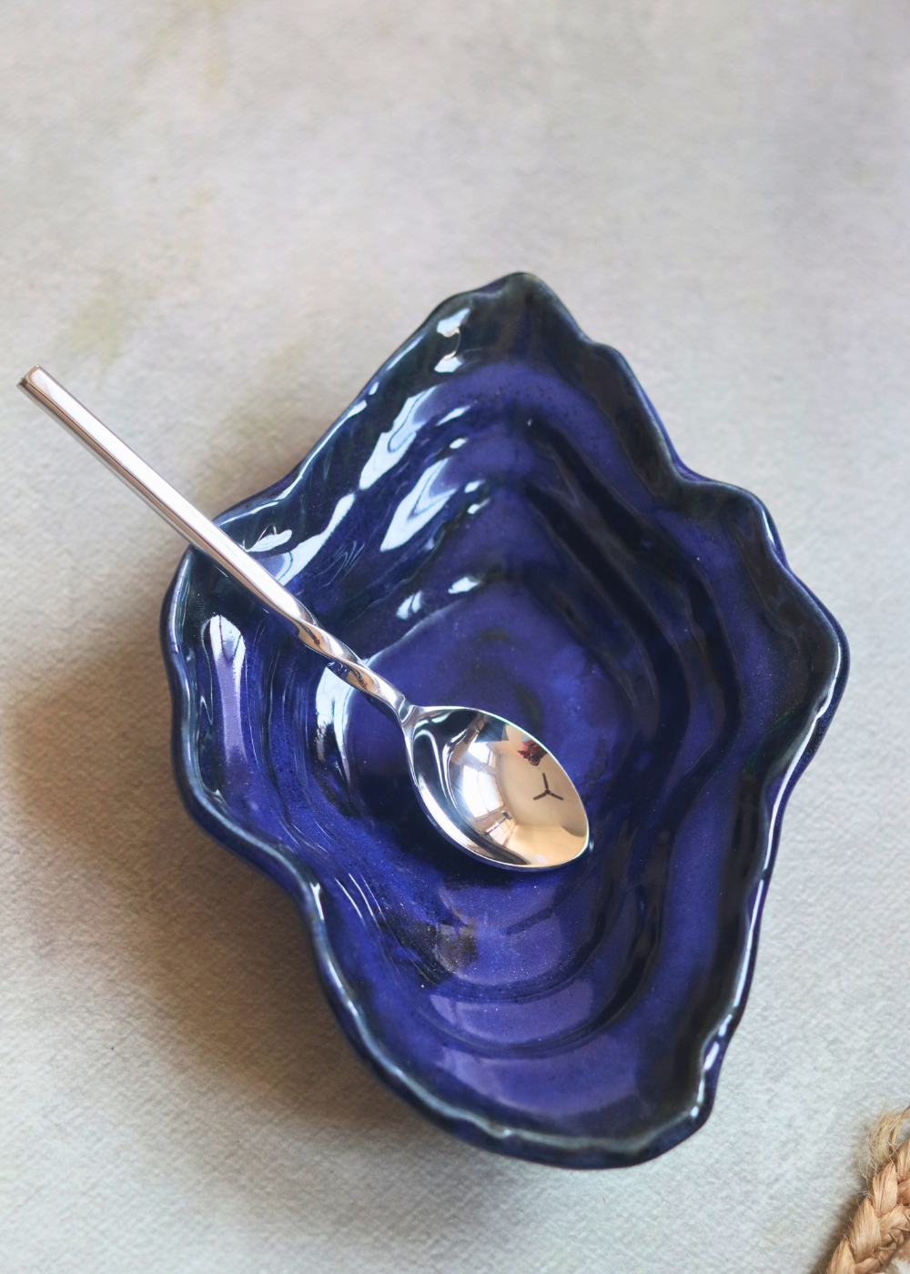 Wavy Blue Bowl With Spoon