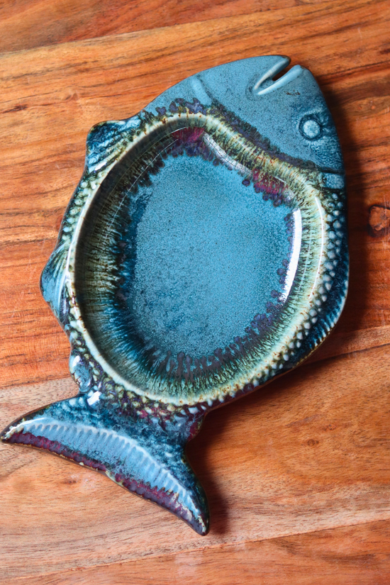 Fish Shaped platter blue color