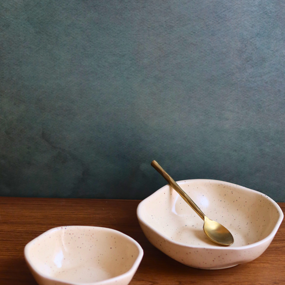 Handmade basic creamy bowls