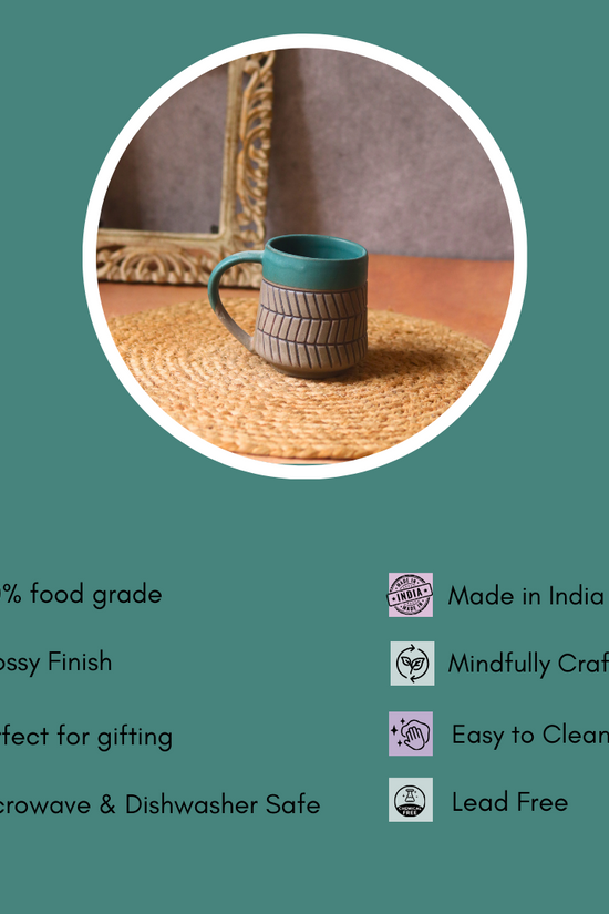 teal chevron mug with details 