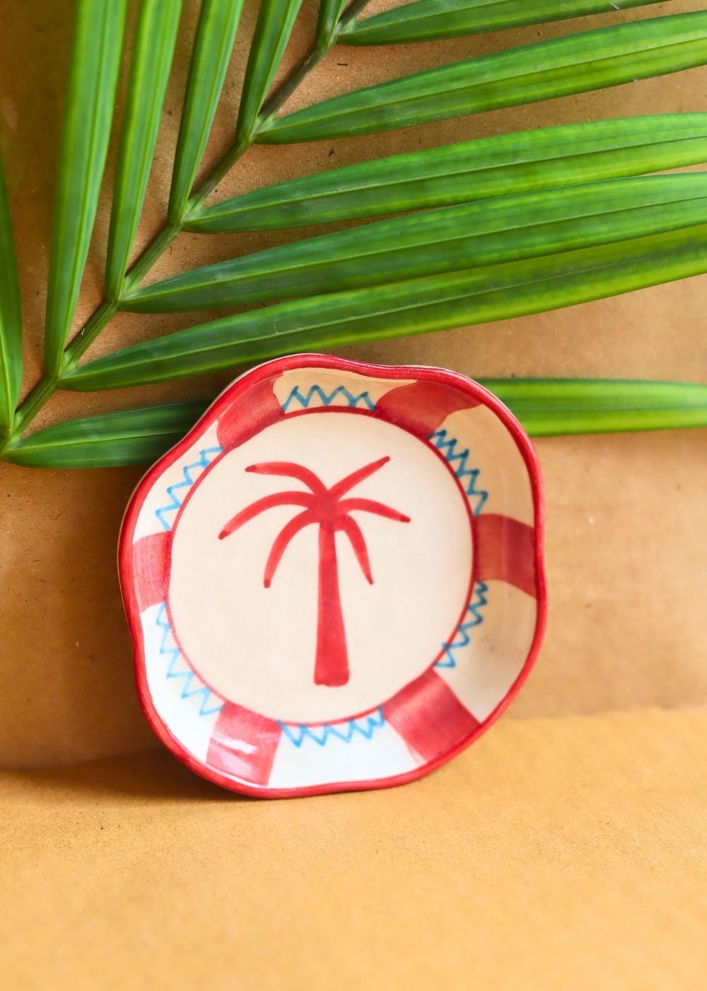 Palm Handmade Dessert Plate made by ceramic