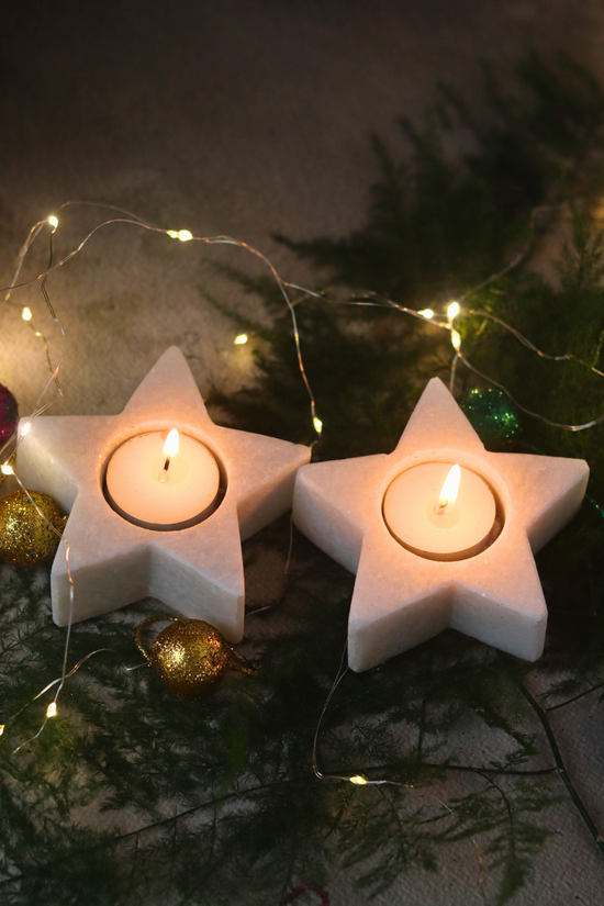 Marble star candle light holders