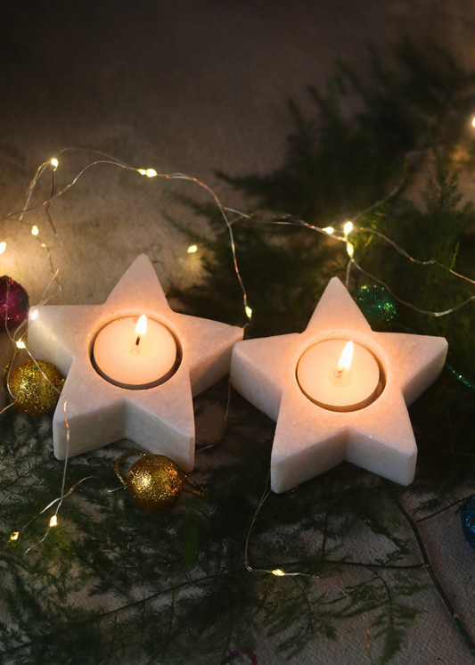 Marble star candle light holders