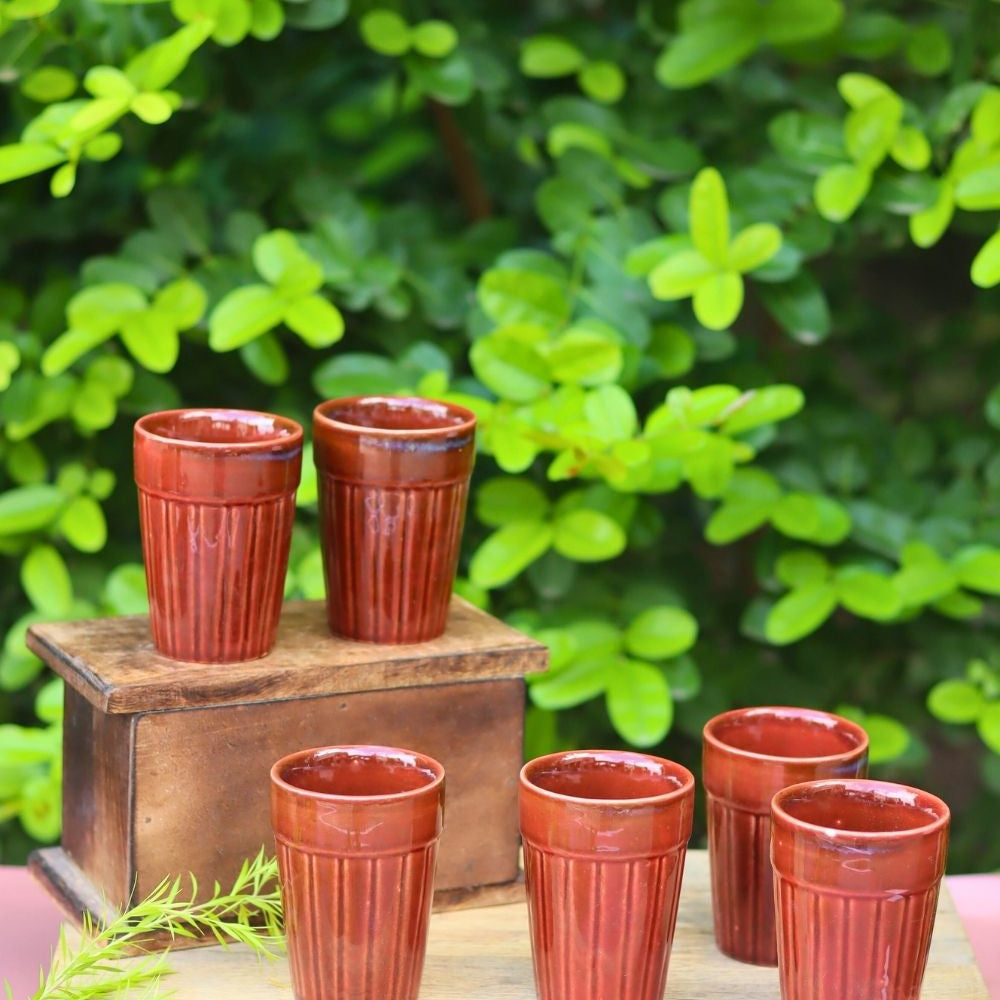 Set of 6 - Rust Kulhad made by ceramic