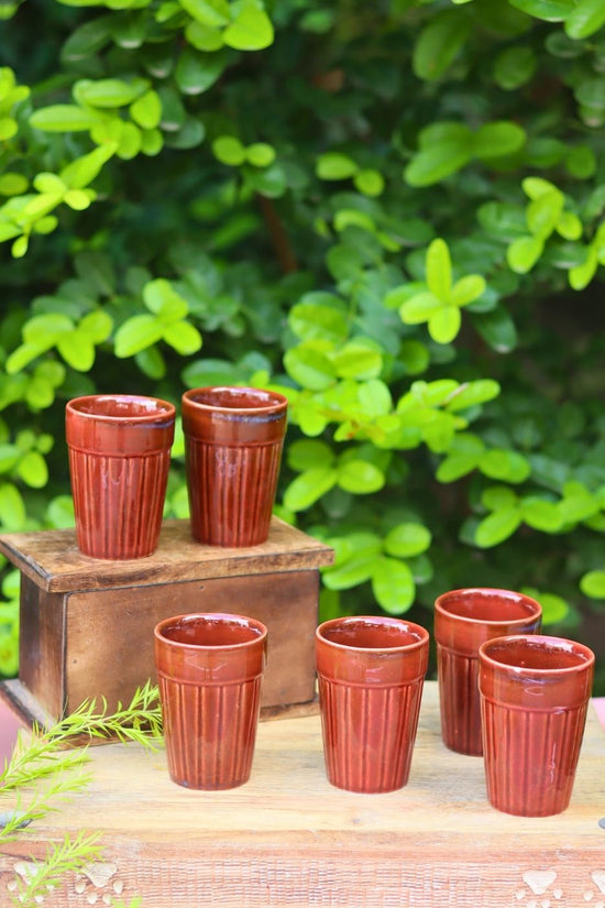 Set of 6 - Rust Kulhad made by ceramic