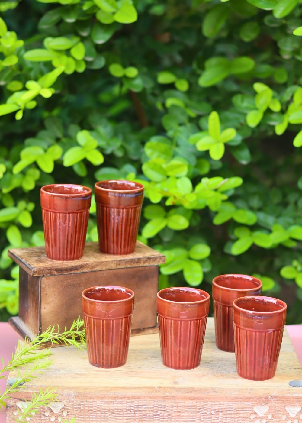 Set of 6 - Rust Kulhad made by ceramic