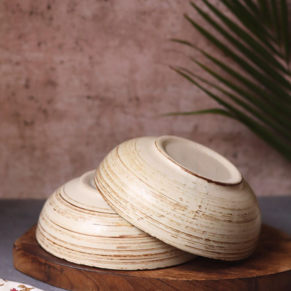 Brown & White Curry Bowl - (Set of 4 - GET 2 FREE) handmade in india