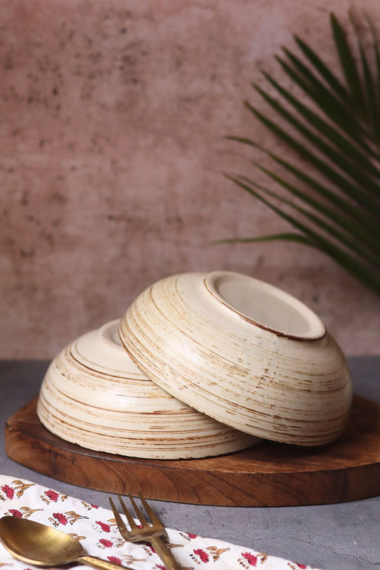 Brown & White Curry Bowl - (Set of 4 - GET 2 FREE) handmade in india