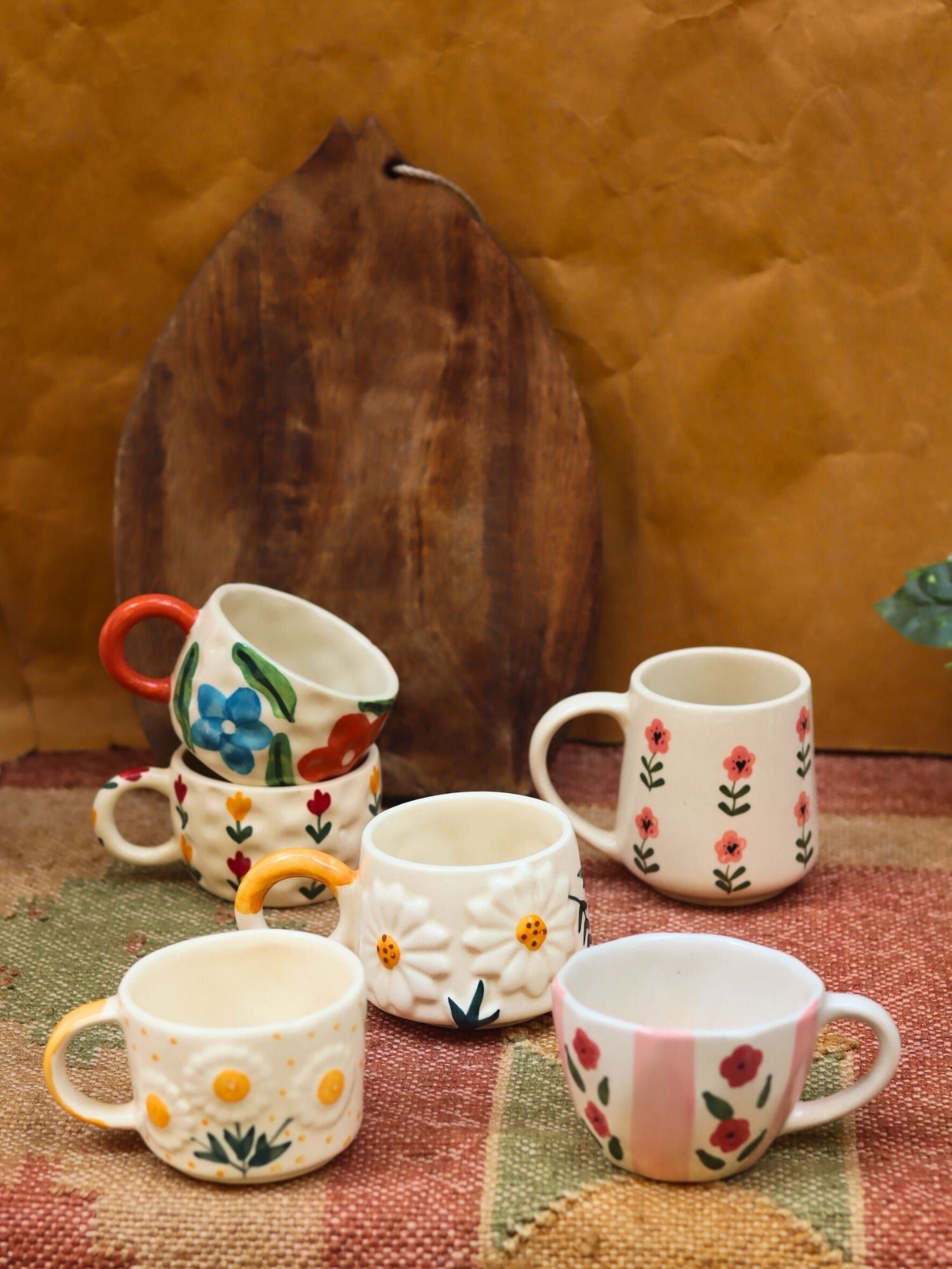 Set of 6 Modern Ceramic Mugs combo (for the price of 5) handmade in India