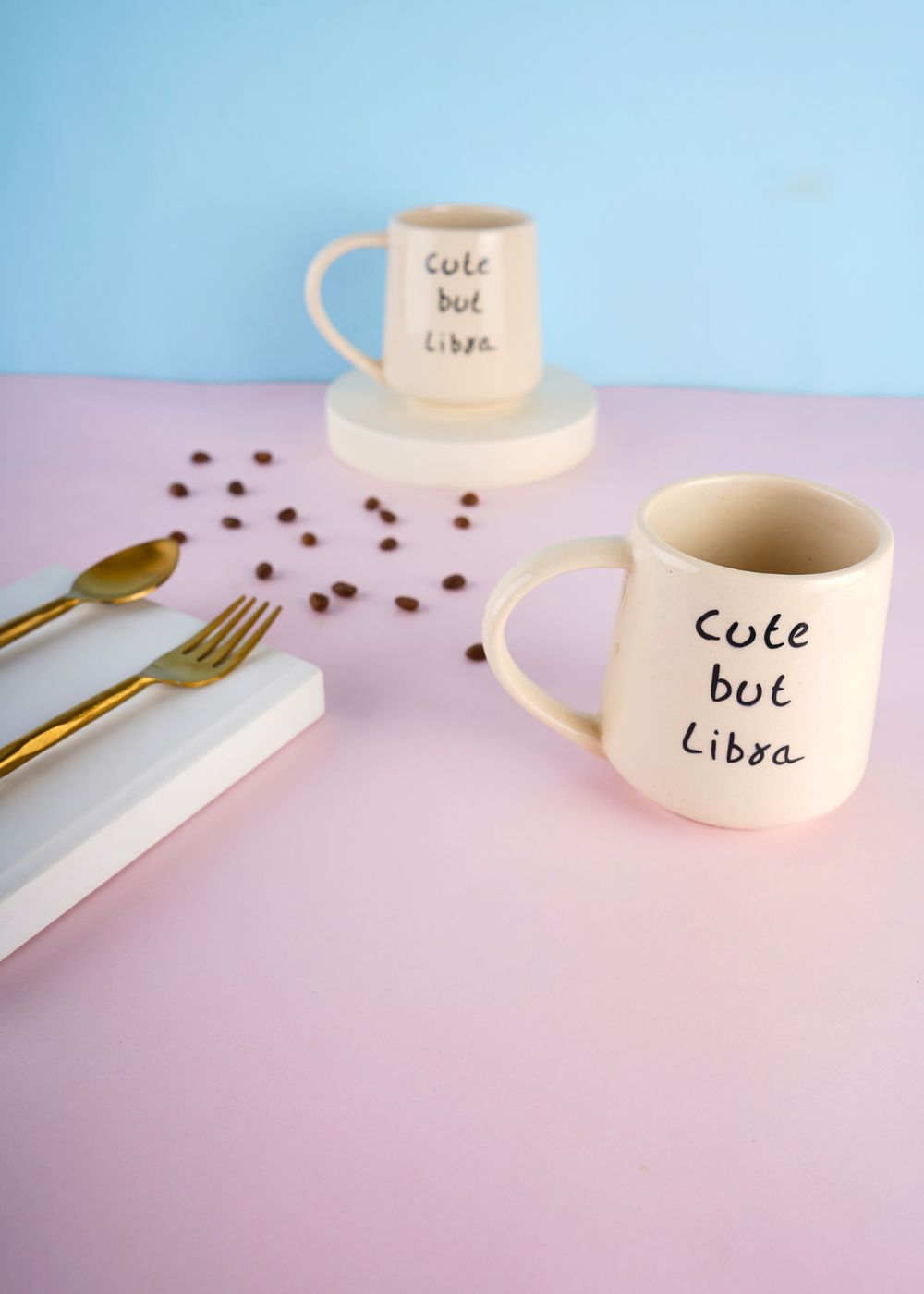 cute but libra mug handmade in india