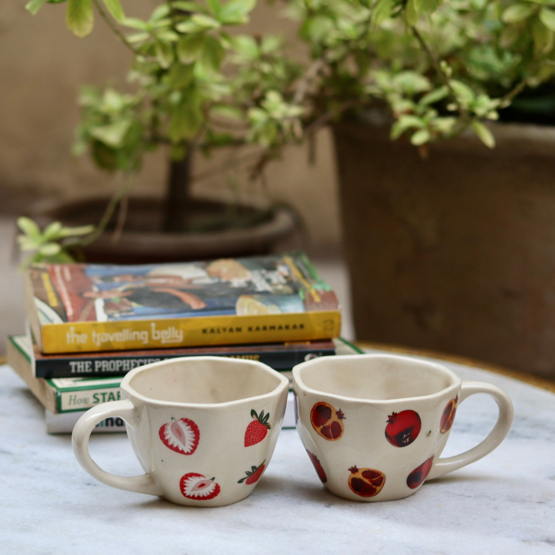 strawberry & anar mug set of two