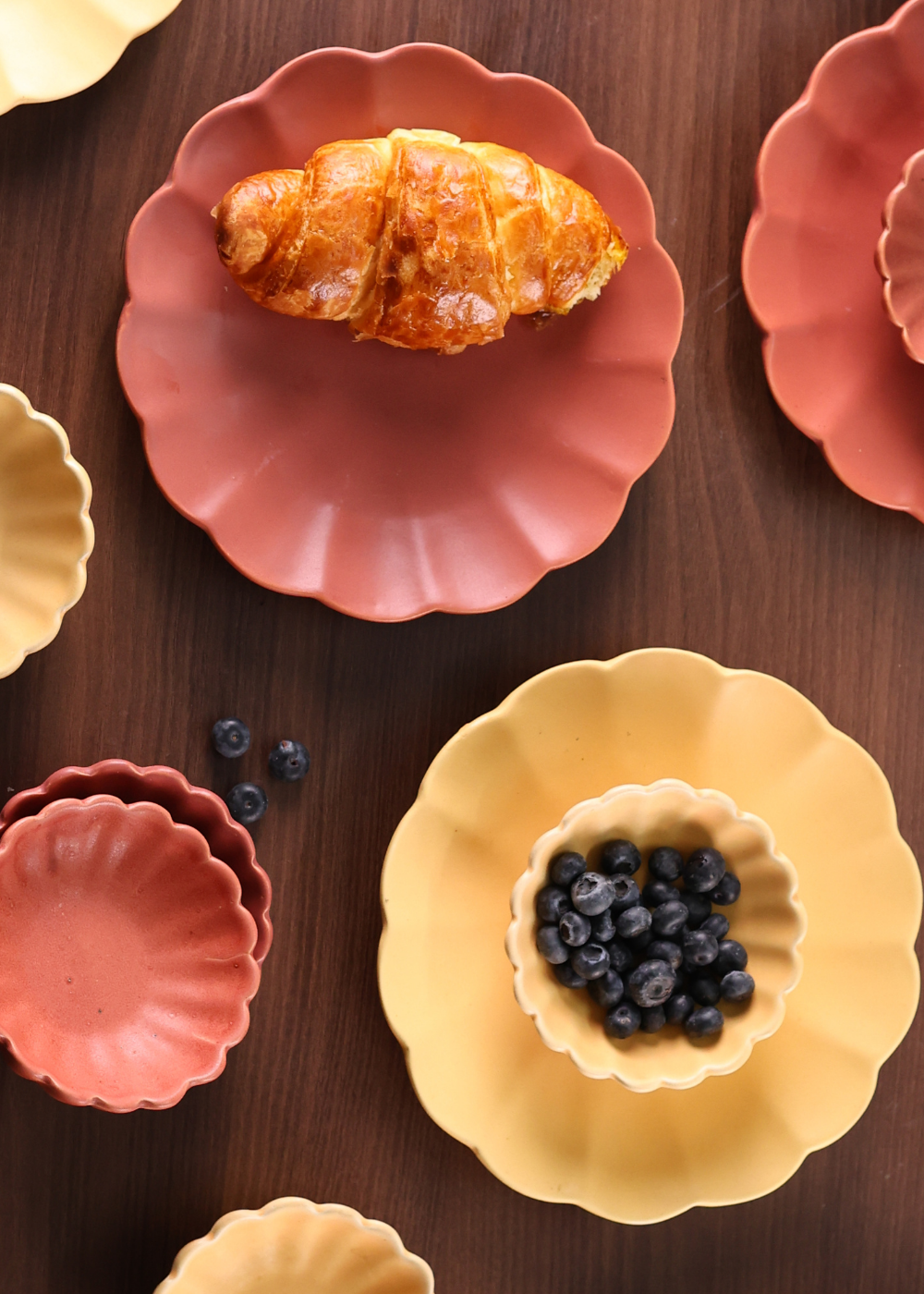 red & yellow phool plates made by ceramic 