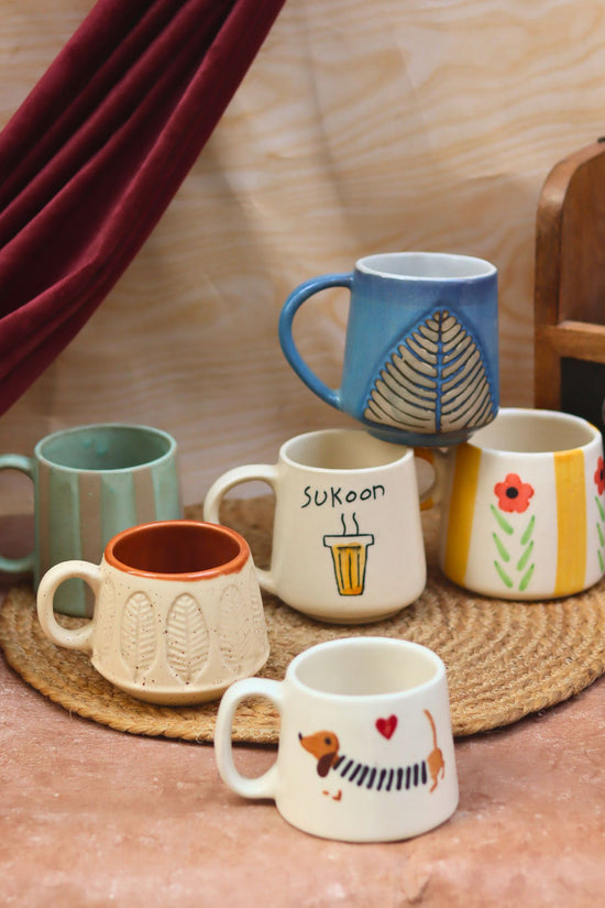 Set of 6 Artisan Delight Mugs (for the Price of 5) handmade in India