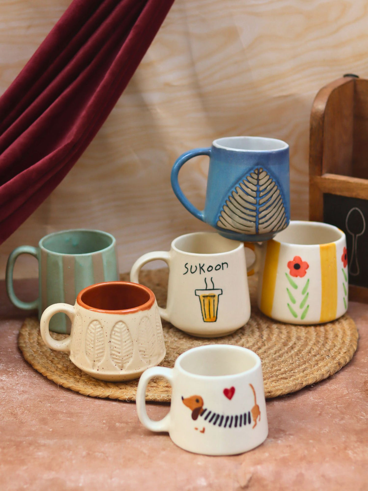 Set of 6 Artisan Delight Mugs (for the Price of 5) handmade in India