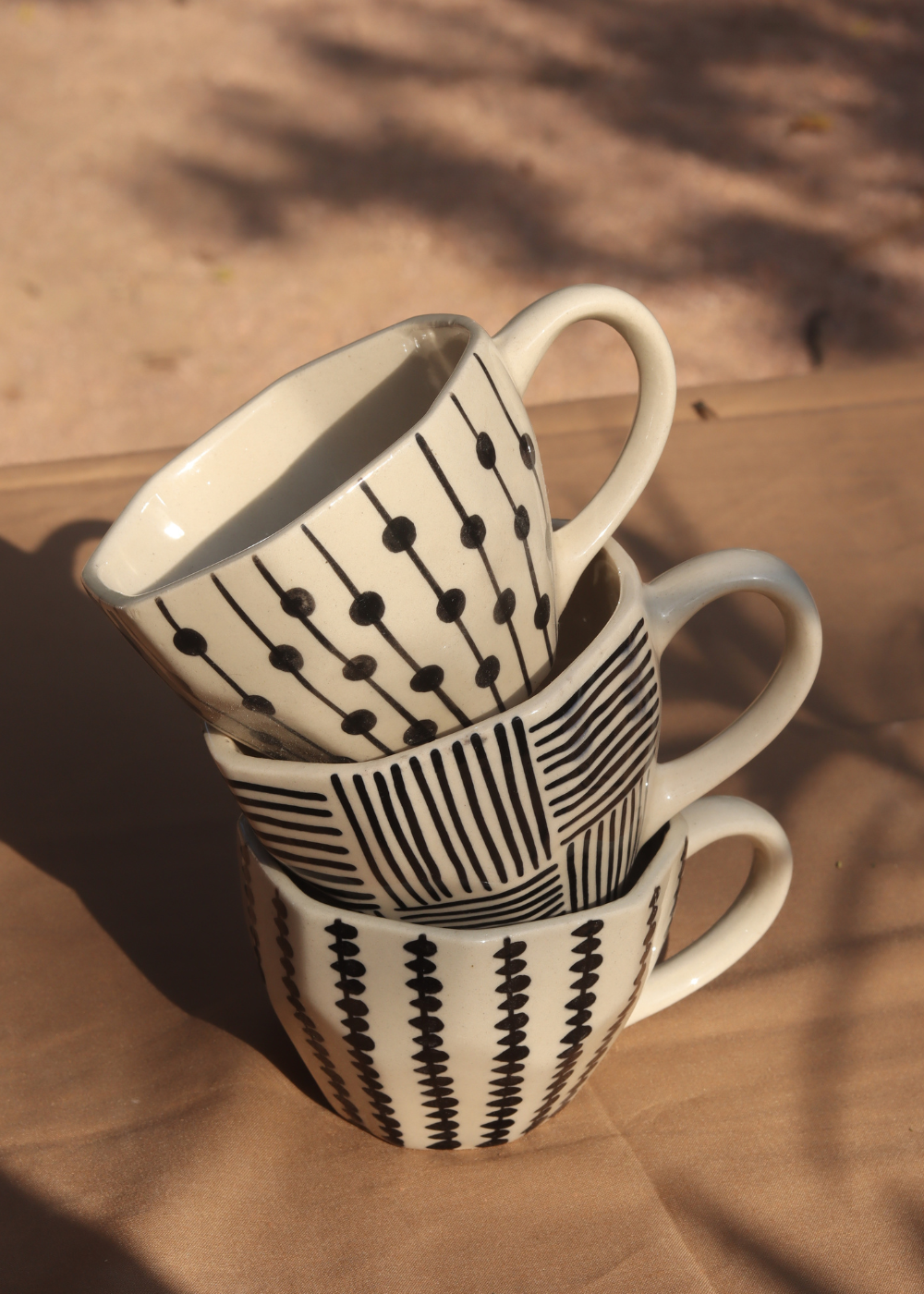 Black Patterned Mugs - Set of three – WeavingHomes