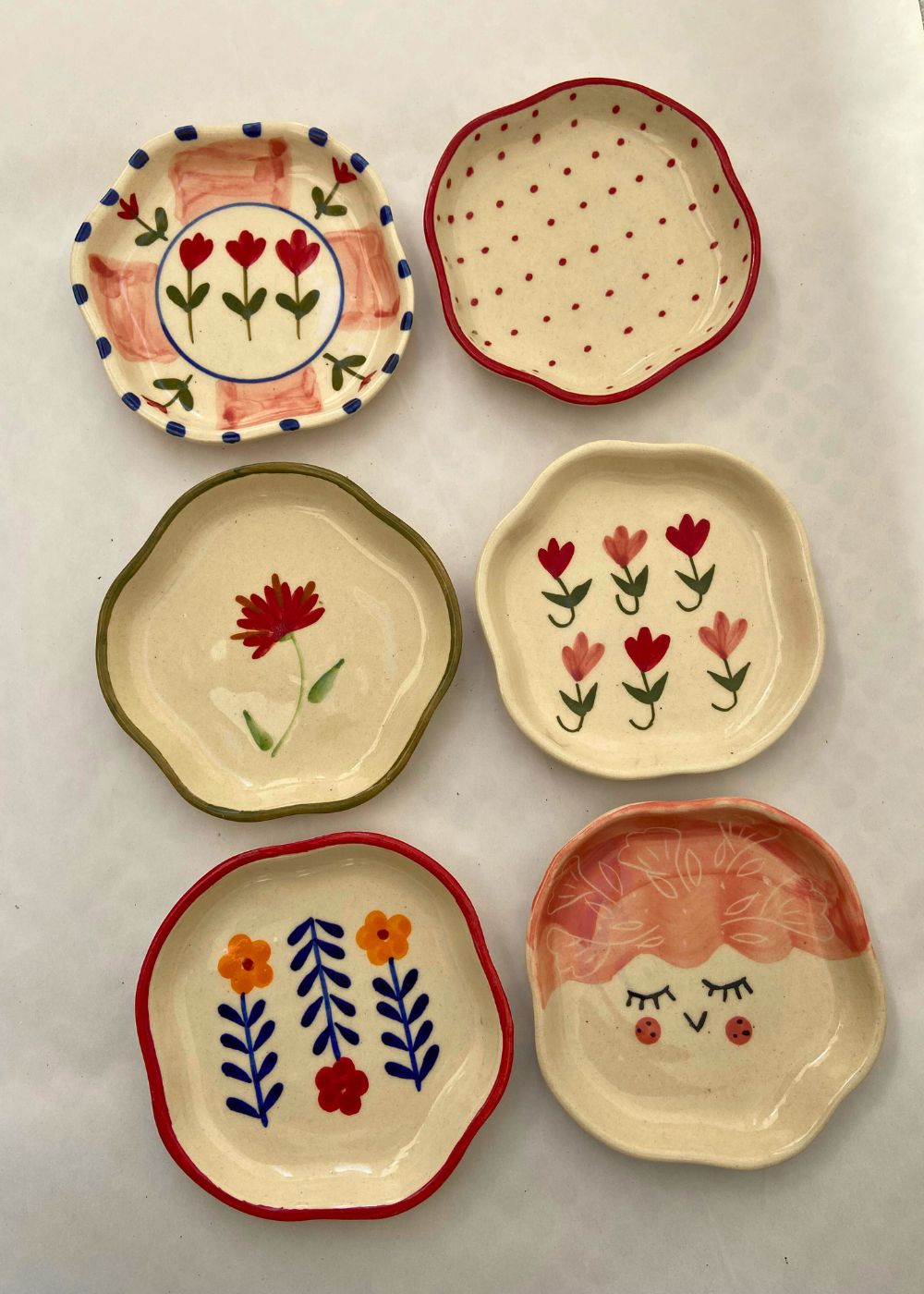 Set of 6 Floral Dreams Handmade Dessert Plate (for the price of 5) handmade in india