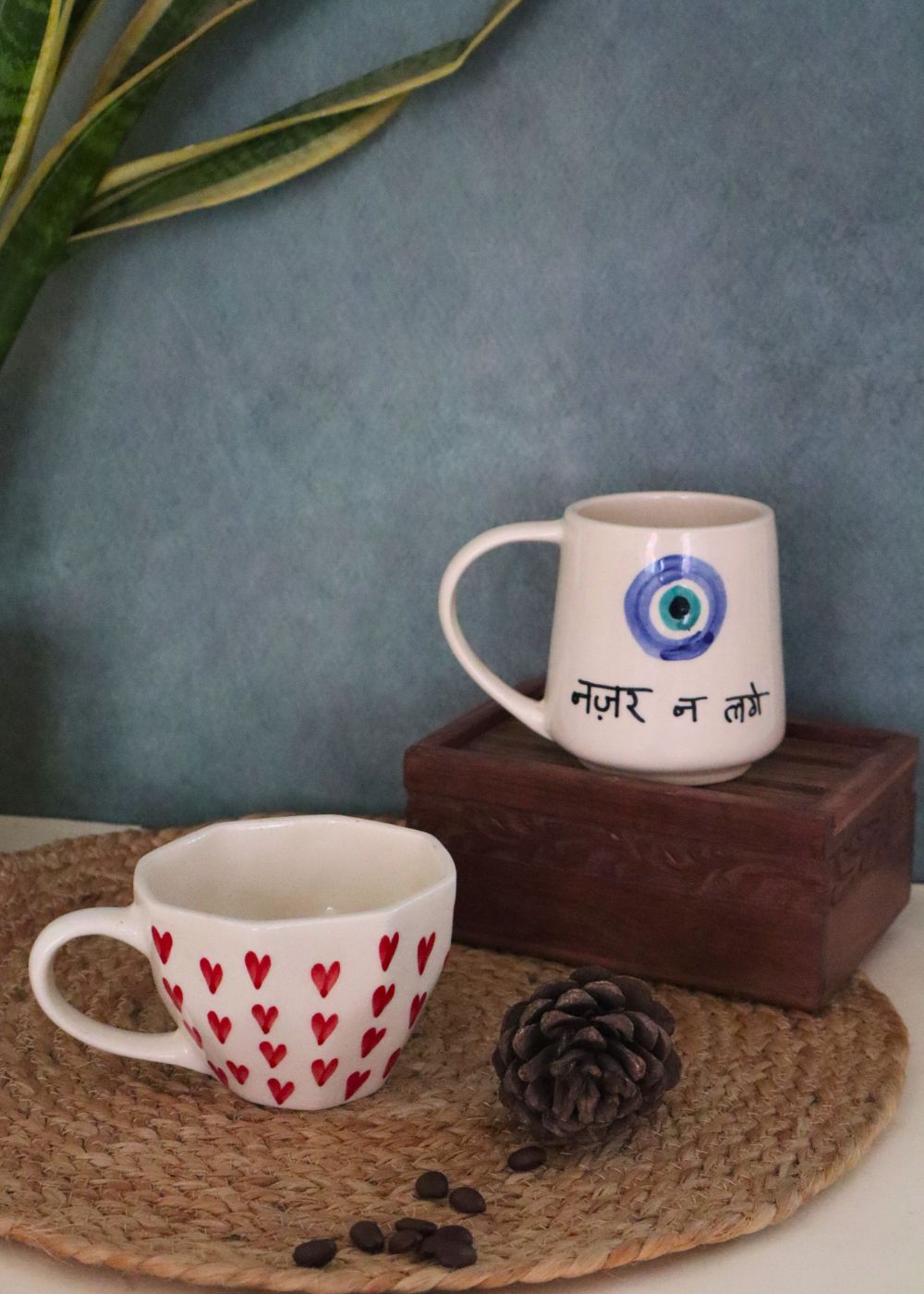 set of 2 ceramic mugs handmade in india