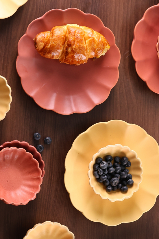 two plates & two bowls phool set of four made by ceramic 