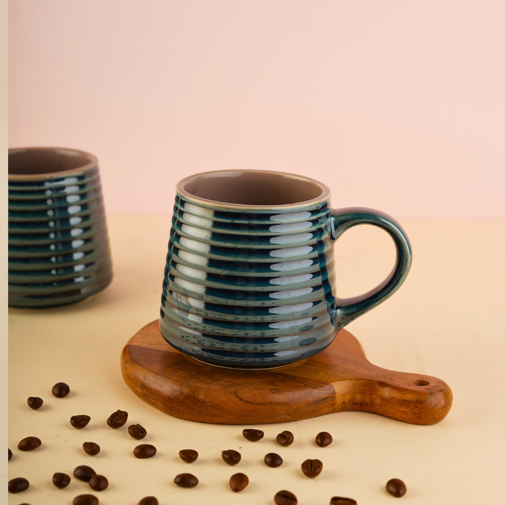 Handmade ceramic blue tea mug