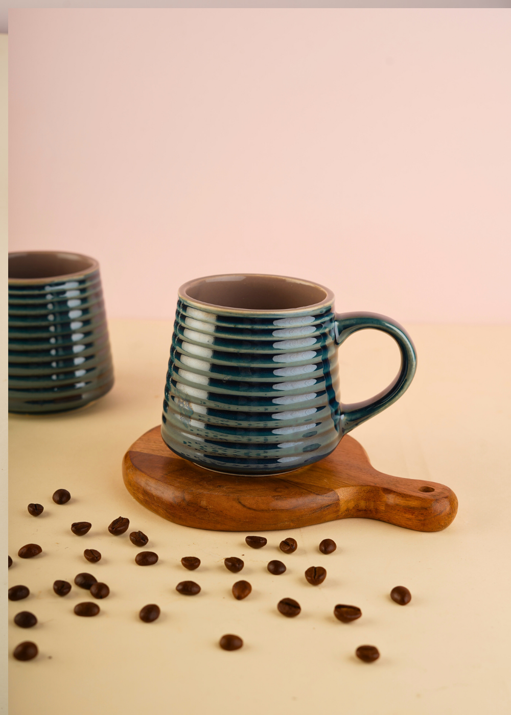 Handmade ceramic blue tea mug