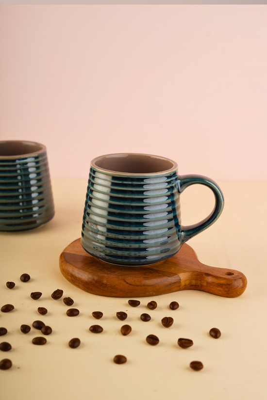 Handmade ceramic blue tea mug