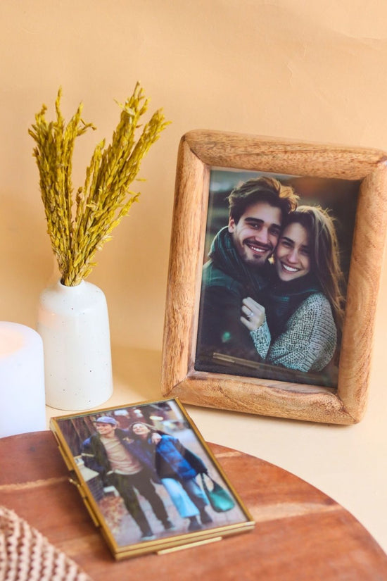 Rounded Wooden Frame & Minimal Glass Frame made by wood & Glass
