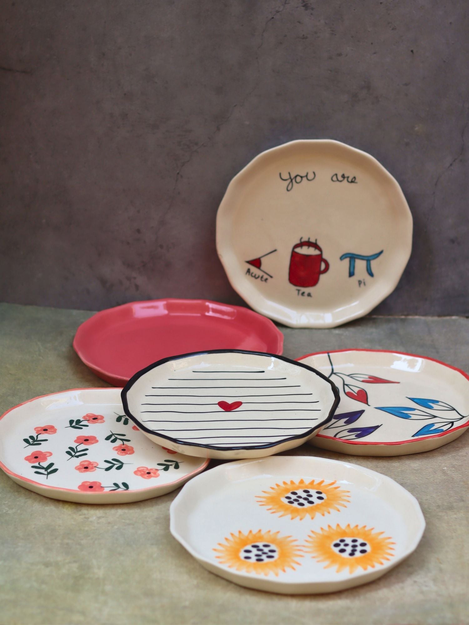 Set of 6 Snack & Serve Plates Combo (for the price of 5) made by ceramic