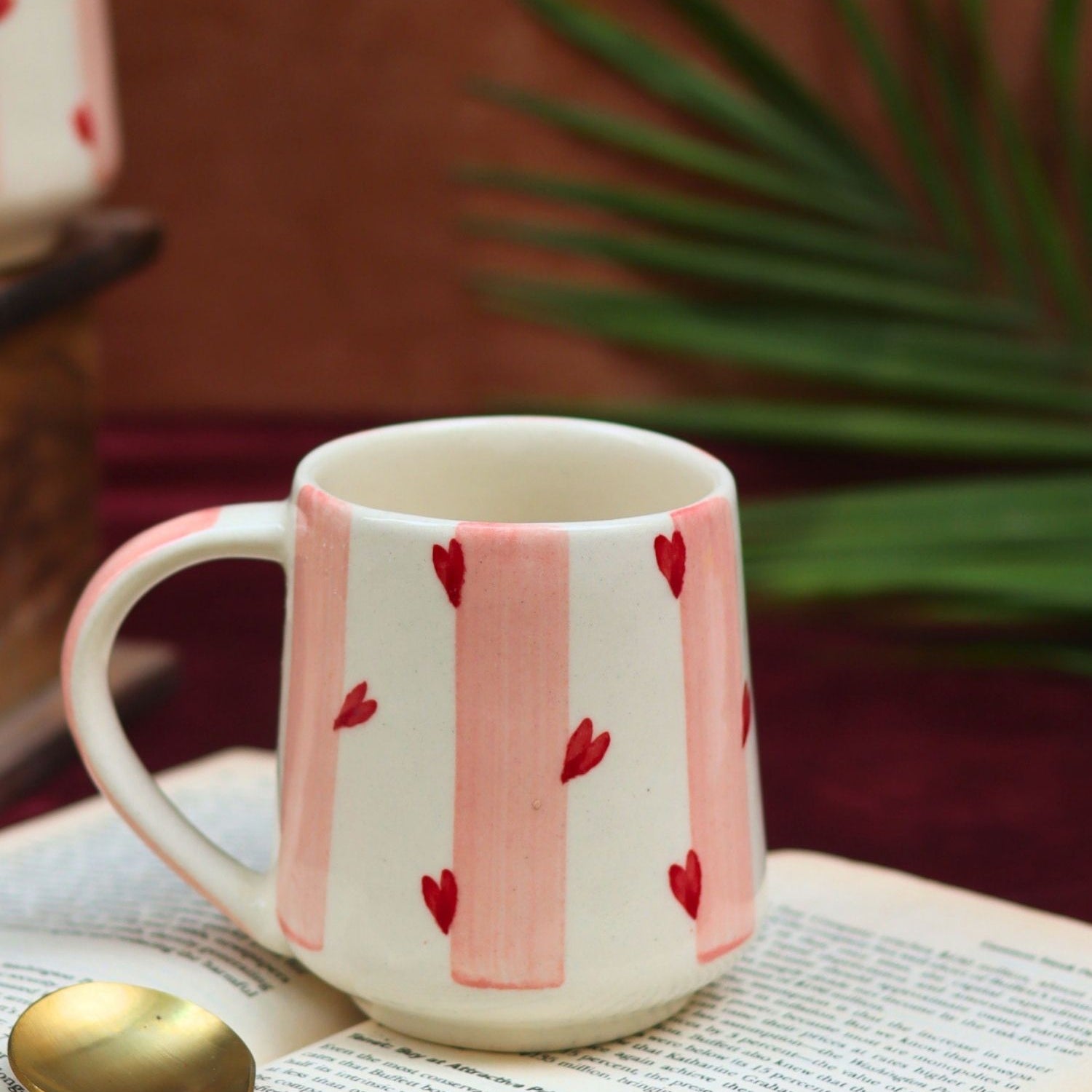 Striped Love Mug made by ceramic