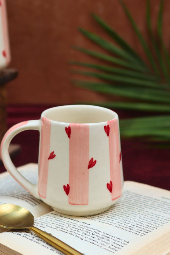 Striped Love Mug made by ceramic