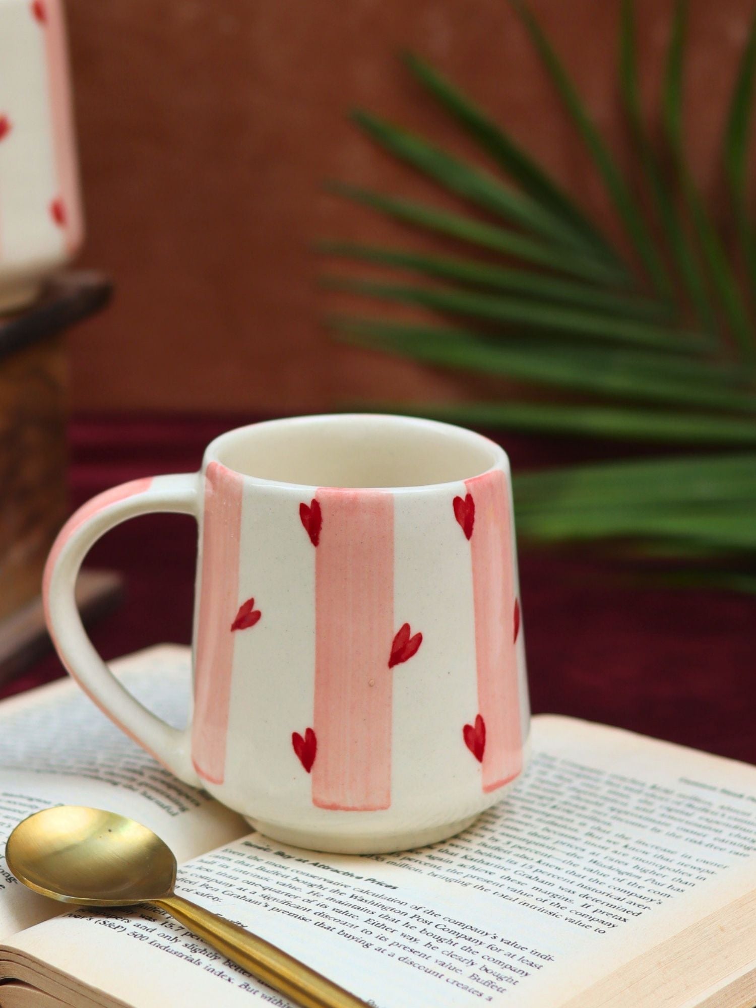 Striped Love Mug made by ceramic