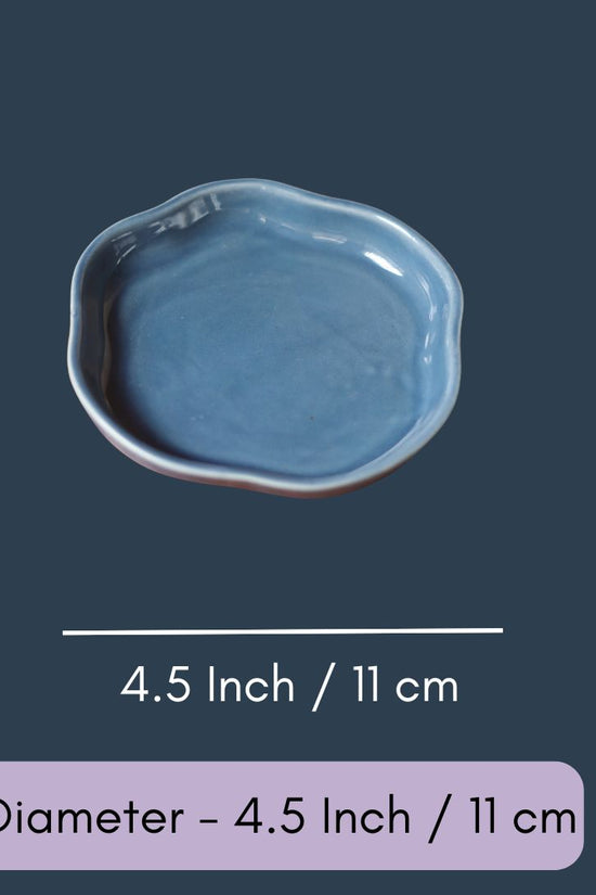 Metallic Blue Handmade Dessert Plate