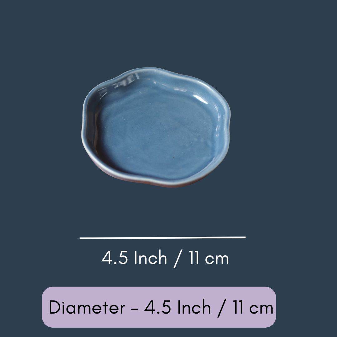 Metallic Blue Handmade Dessert Plate