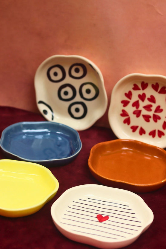 Set of 6 {Hearts & Neutrals} Handmade Dessert Plates (For the price of 5) made by ceramic