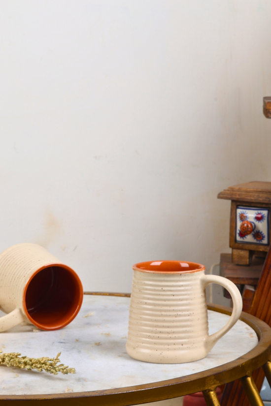 White & rust speckled coffee mug- tall