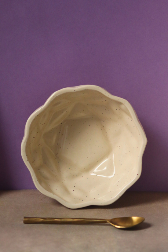 White diamond bowl handmade with spoon