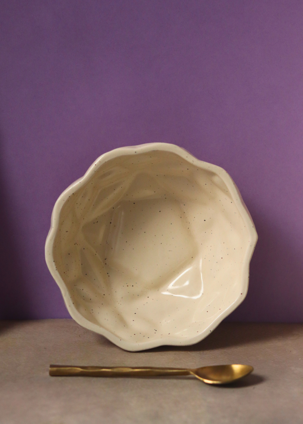 White diamond bowl handmade with spoon