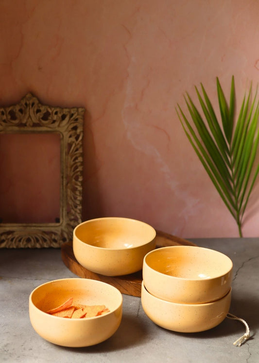 Butter Yellow Ceramic Bowl - Set of 4 made by ceramic