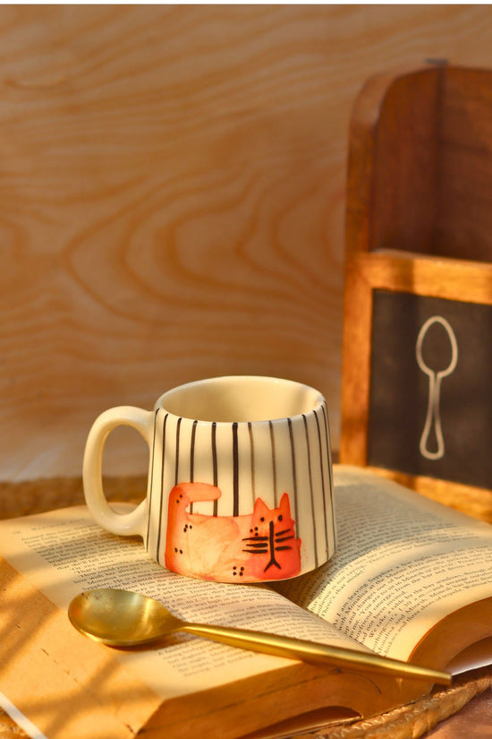 Handmade Stripey Kitty Mug