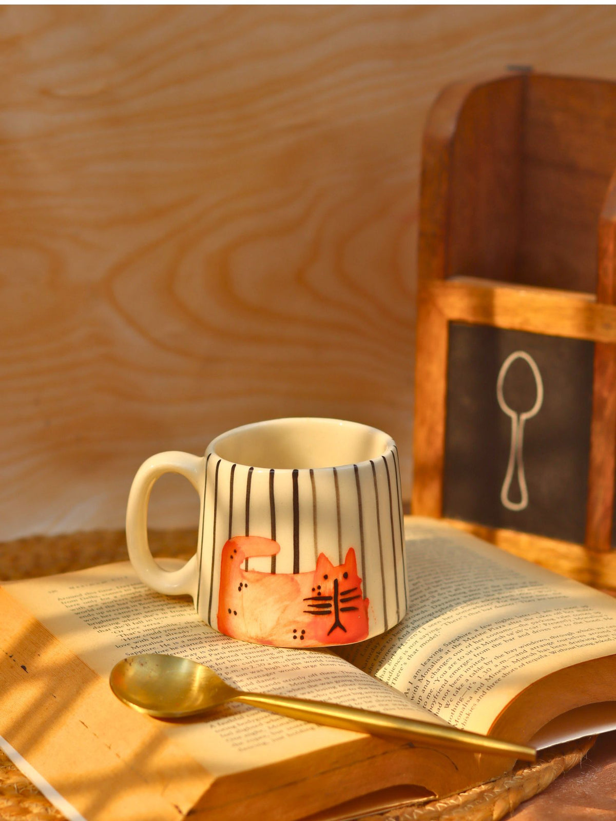 Handmade Stripey Kitty Mug