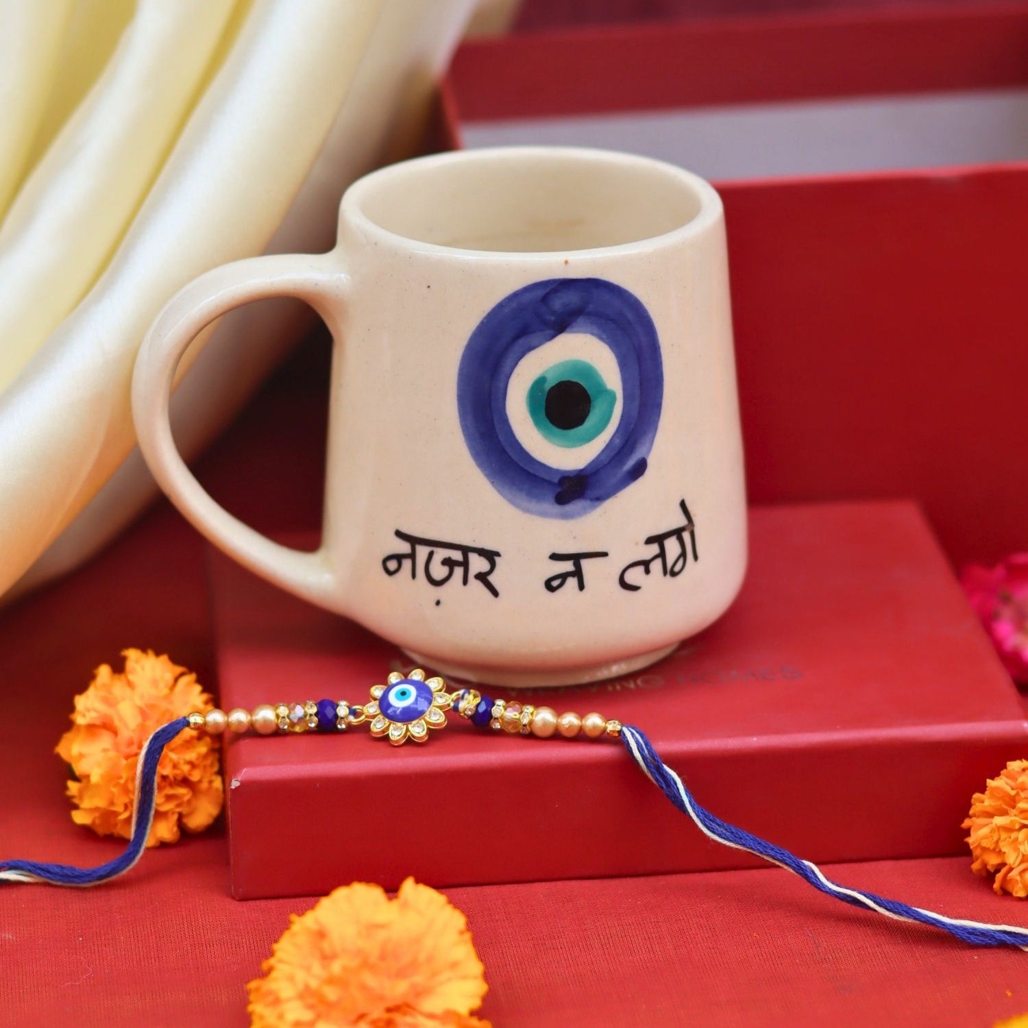 Nazar Na lage Rakhi gift box made by ceramic products