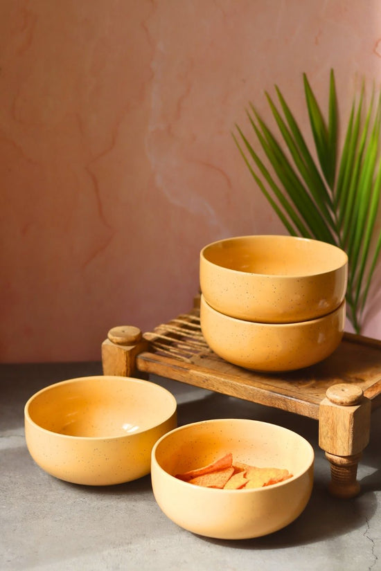 Butter Yellow Ceramic Bowl - Set of 4 with premium quality material