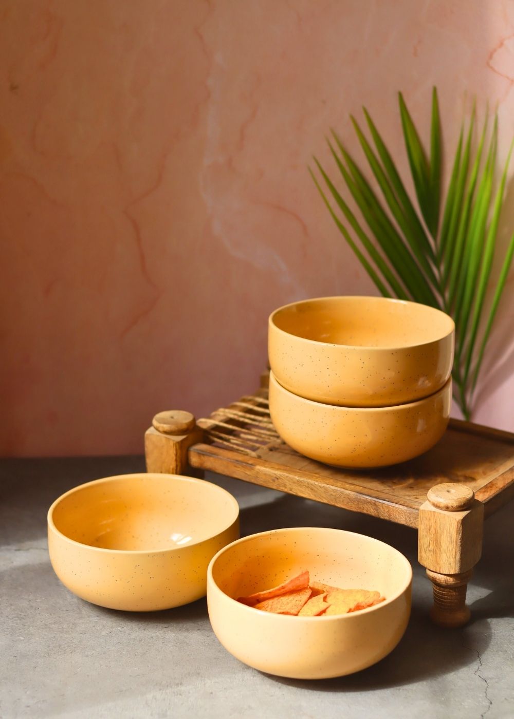 Butter Yellow Ceramic Bowl - Set of 4 with premium quality material