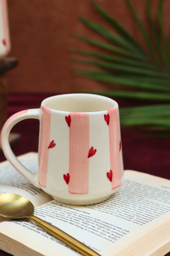 Striped Love Mug handmade in India
