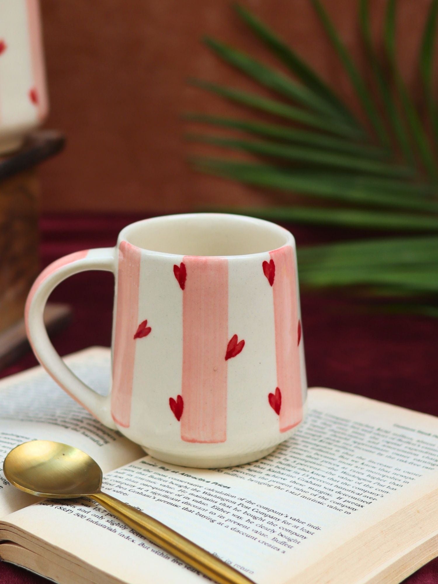 Striped Love Mug handmade in India