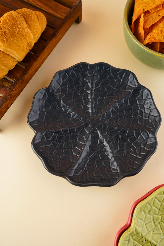 black cabbage snack plate handmade in india