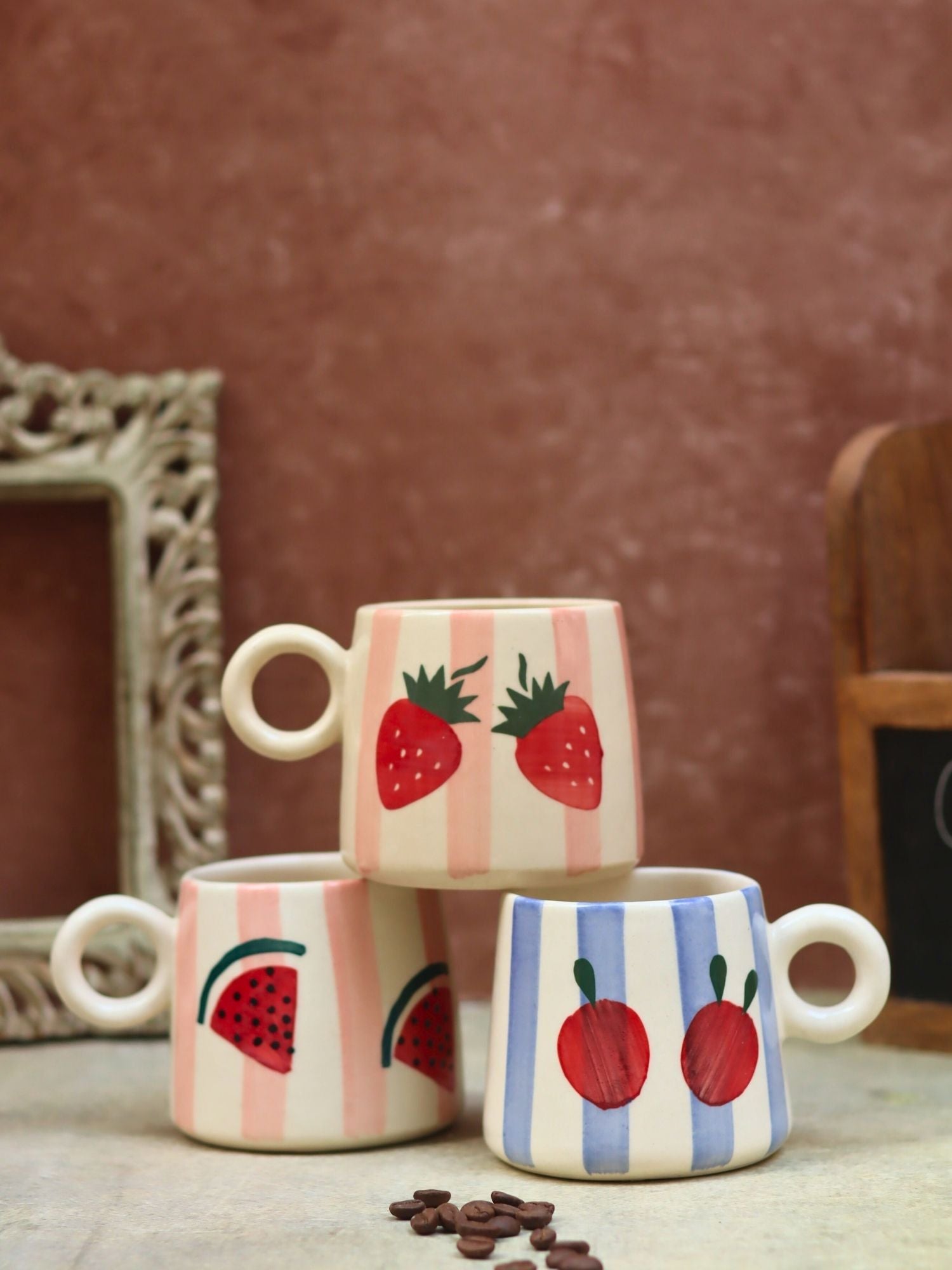 Set of 3 Berry & Melon Mugs combo with premium quality material