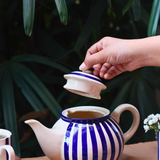 Handmade ceramic white & blue tea pot
