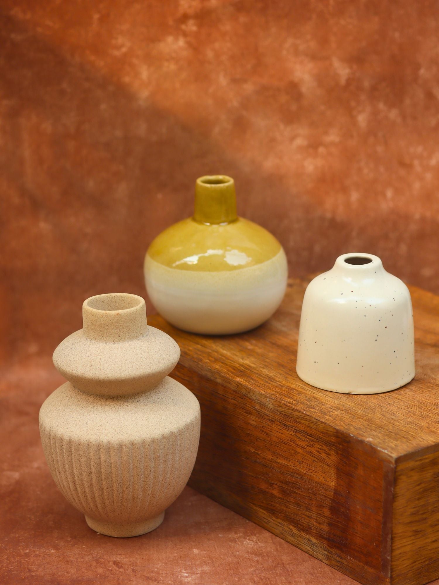 Set of three - Cream Vases