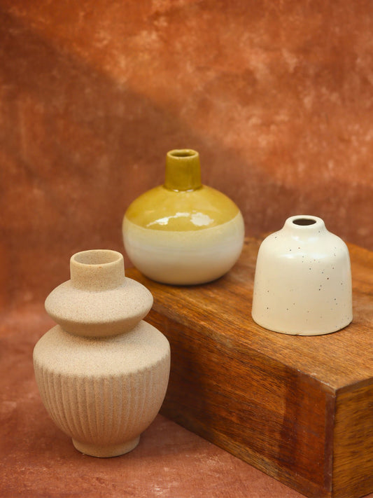 Set of three - Cream Vases