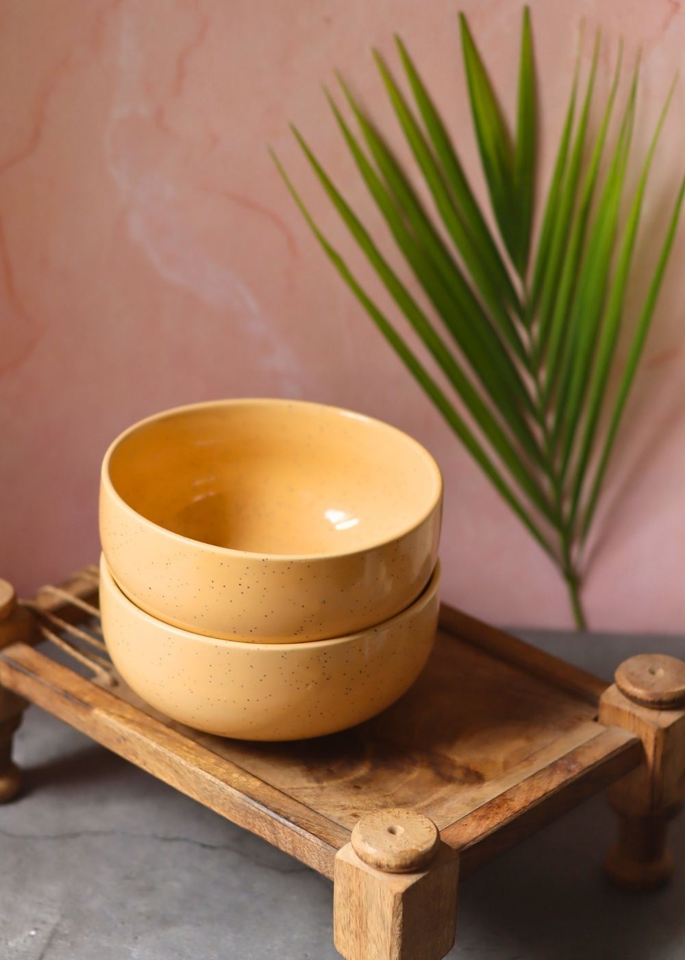 Handmade Butter Yellow Ceramic Bowl - Set of 2